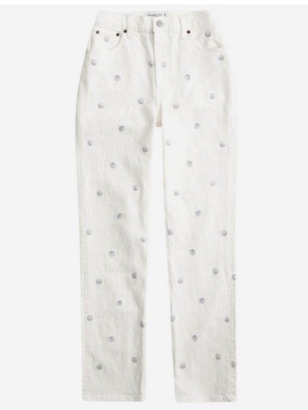 Abercrombie & Fitch White Denim Jeans with seashell embroidery